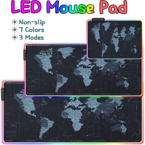 Maps Style Gaming Mouse Pad RGB Gamer Computer Mousepad RGB Backlit Mause Pad Large Mousepad For Desk Keyboard LED Mice Mat