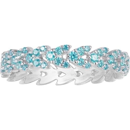 SLJELY Fashion Couture Jewelry Women Real 925 Sterling Silver Pave Lake Blue Cubic Zirconia Stones Heart Wheat Ears Finger Ring