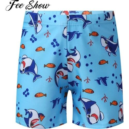 Summer Kids Boys Swimming Board Shorts Trunks Beach Swimwear Elastic Waistband Cute Cartoon Boyshorts Swimming Bathing Shorts