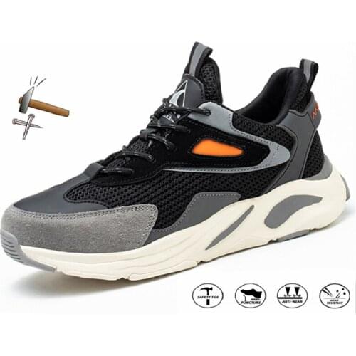 Lightweight Men Safety Shoes Steel Toe Cap Work Shoes Puncture-Proof Security Work Sneakers Anti-smash Protective Boots Men