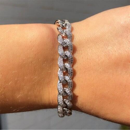 Ins Top Sell High Quality Vintage Jewelry White Gold Fill Pave White 5A Cubic Zirconia Hemp chain Bracelet Women Bracelet Gift
