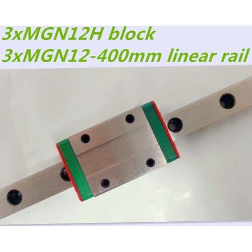 Kossel Mini MGN12 12mm miniature linear rail slide = 3pcs 12mm L-400mm rail+3pcs MGN12H carriage for X Y Z axis