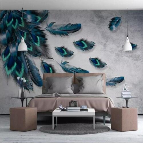 Custom Mural Wallpaper 3D Fashion Colorful Hand Painted Feather Texture Wallpaper For Walls Roll Bedroom Living Room Home Decor