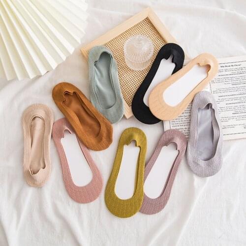 Women Sock Slippers Striped New Fashion Spring Summer Candy Color Breathable Women Cotton Socks Women Invisible Sock Korea Style