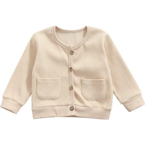 Clothes For Newborns 2021 Autumn Sweater Knitted Cardigan With Pocket Decoration Single Breasted Simple Outwear 6M-3Y Baby