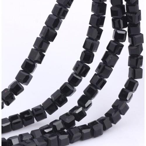 OlingArt Square 3/4/6/8MM Austria Crystal Beads charm Glass Beads Black color Loose Spacer Bead for DIY Jewelry Making
