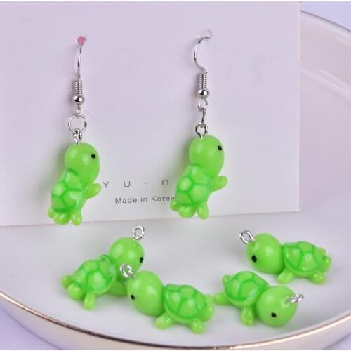 10pcs/pack Cute Little Tortoise Plastic Charms Keychain Necklace Pendant Jewlery Findings Phone Case DIY