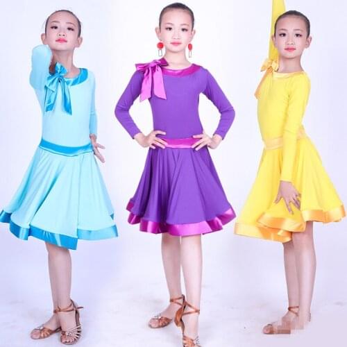 2019 girls latin dresses for dancing ballroom dance dress rumba samba spandex children samba cha cha tango skirt standard salsa