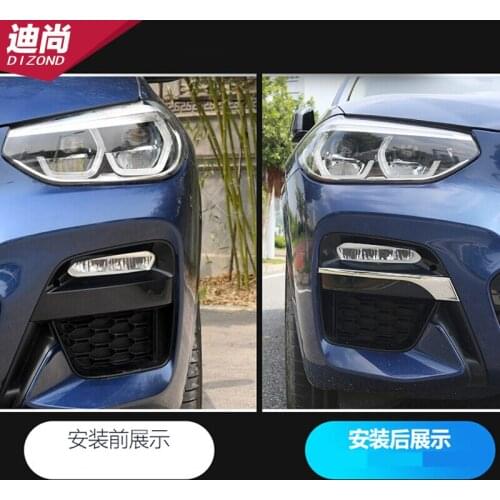 Suitable for 18-21 BMW new X3X4 front fog lamp trim strip light eyebrow frame BMW X3 fang decoration