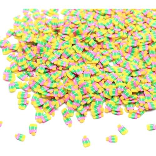 Bulk Cheap Price 4*6MM Popsicle Polymer Clay Slices Rainbow Color Ice-cream Popsicle Polymer Clay Sprinkles Nail Art