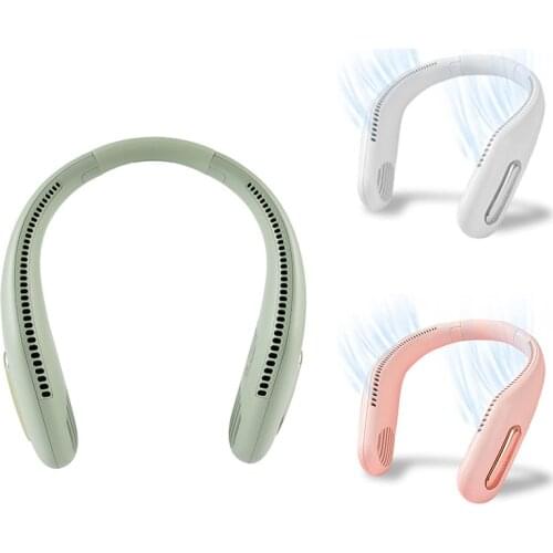 Portable Neck Fan Hands Free Bladeless Fan Rechargeable Wearable USB Fan Headphone Design Hanging Fan