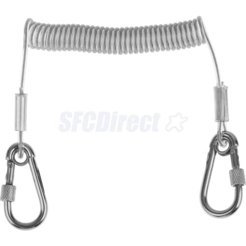 1.6M Retractable Steel Wire Extend Coiled Lanyard Safety Rope with Lock Carabiners Fish Tackle Accessory