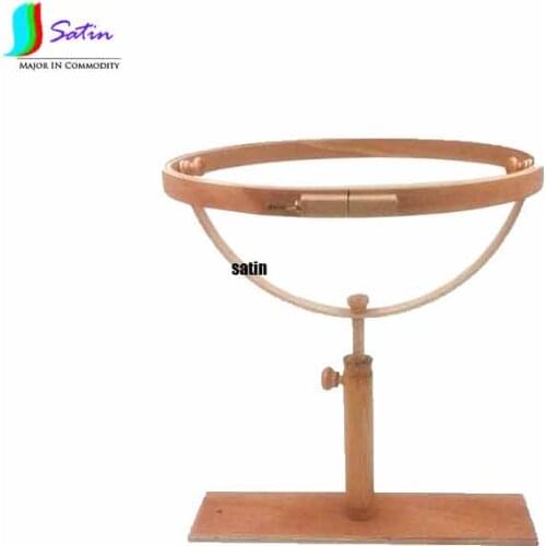 Adjustable Rectangle Holder 360 degree Up and Down 37CM/41CM Diameter Cross stitch wooden embroidery frame stand S0086