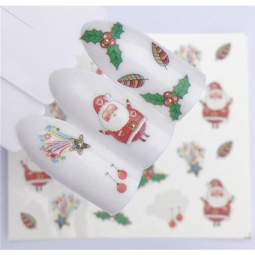 YZWLE Christmas New Year Gift Snow Flower Nail Sticker Nail Art Watermark Decorations Tips Water Tattoos