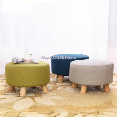 Solid Wood Shoes Changing Stool Low Stool Cloth Sofa Stool Round Stool Household Creative Small Stool Tea Table Stool Smal