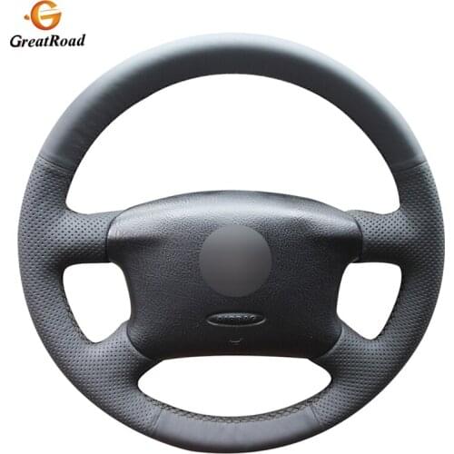 Hand-stitched Black Genuine leather Car Steering Wheel Cover Wrap for Volkswagen VW Passat B5 1996-2005 Golf 4 1998-2004