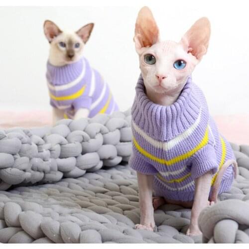Cat Dog Sweater Pullover Winter Dog Clothes for Chihuahua Yorkies Puppy Purple Jacket Pet Warm Clothing Sphynx Cats Accessories