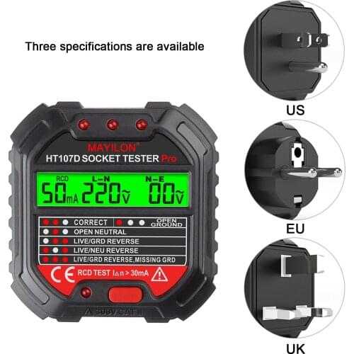 Socket Tester Voltage Display 6 Kinds Indicator Lights 90~250V Socket Testers Phase Polarity Leakage Detector Utility Tools