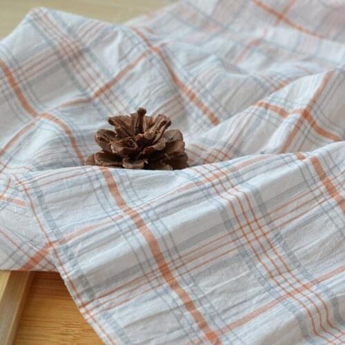 50*145cm Japanese Retro Pure Cotton Wrinkled Fabric Summer Light Style Handmade DIY Baby Clothes Shirt Skirt Cotton Fabric