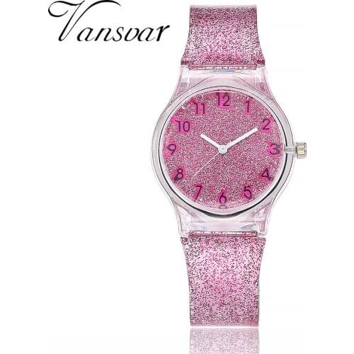 Vansvar Fashion Arabic numerals Dial Plastic Band Quartz Wrist Watch Womens Watches Analog New Montre femme Famele Saat XB40