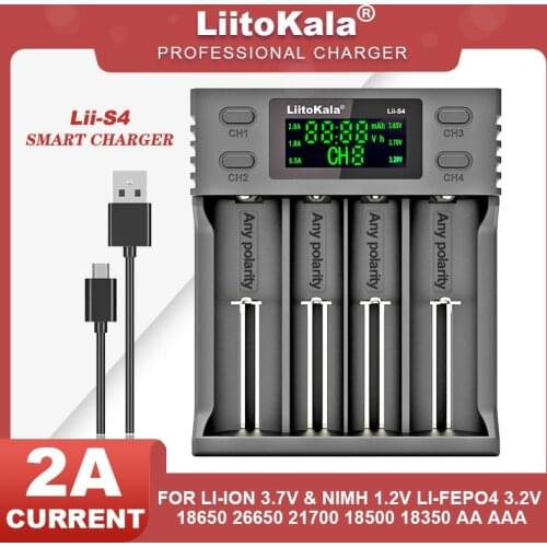 Liitokala Lii-402 Lii-202 Lii-100 Lii-S2 Lii-S4 Lii-S6 3.7V 3.2V 26650 16340 18650 18500 NiMH lithium battery charger+5V 2A