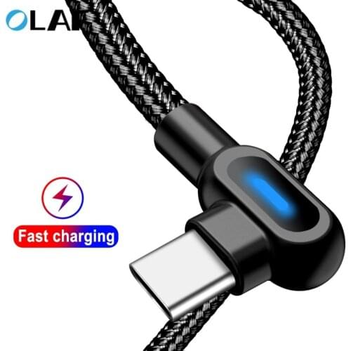 OLAF 90 Degree 1M 2M Fast Charging Micro USB Type C Cable For Samsung S8 S9 S10 Xiaomi Huawei LG Android Microusb USB-C Charger
