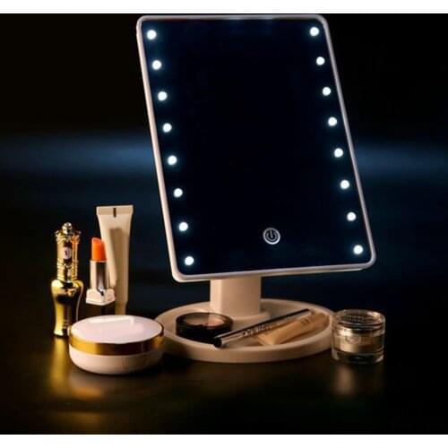 LED Makeup Mirror Illuminated Cosmetic Table Mirror With Light for Make Up Adjustable Light Cosmetic Mirror 16 Touch Screen