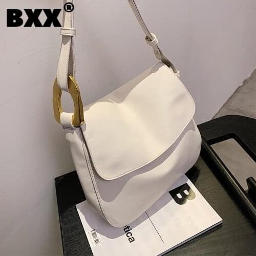 [BXX] Ladies Vintage PU Leather Bags Simple Women 2021 Fashion Branded Chain Shoulder Hand Bag Lady Trend Handbags Purses CB429