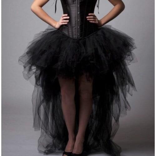 2017 Gothic High Low Black Tulle Skirts Elastic Puffy Tutu Long Skirts For Women Color And Size Free Custom Made Maxi Skirt