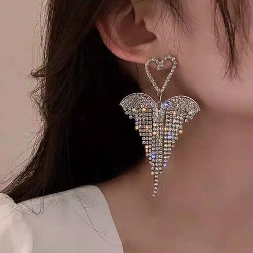 JIJIAWENHUA New Trend Rhinestone Heart-shaped Pendant womens Earrings Modern Jewelry Evening Dress Accessories