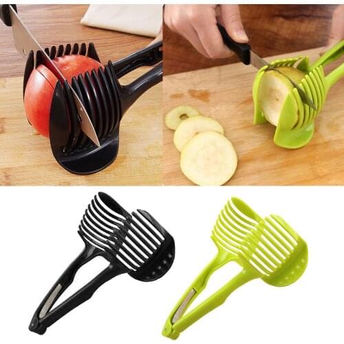 1pc Tomato Slicer Fruits Cutter Stand Utensilios De Cozinha Assistant Lounged Tomato Lemon Shreadders Slicer Random Color D3