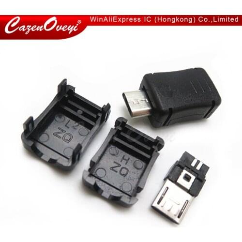 20pcs/lot USB 5 Pin T Port Male Plug Socket Connector With Plastic Cover for DIY Adapter PCB SDA Cable Line In Stock