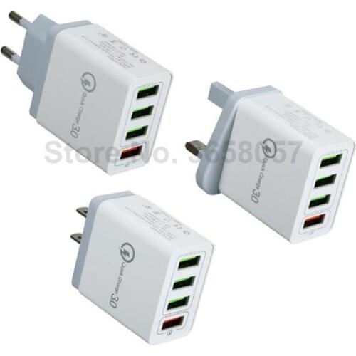 4usb 3.0 wall charger Qc3.0 Fast Usb Travel Charger Quick Charge US/EU/UK Usb Mobile Phone Charger