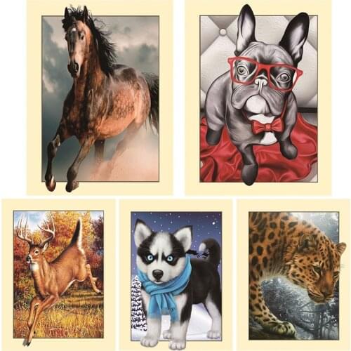 5D DIY Diamond Painting Animal in Frame Full Drill Square/Round Horse /Leopard Diamond Embroidery Mosaic Art Home Decoration