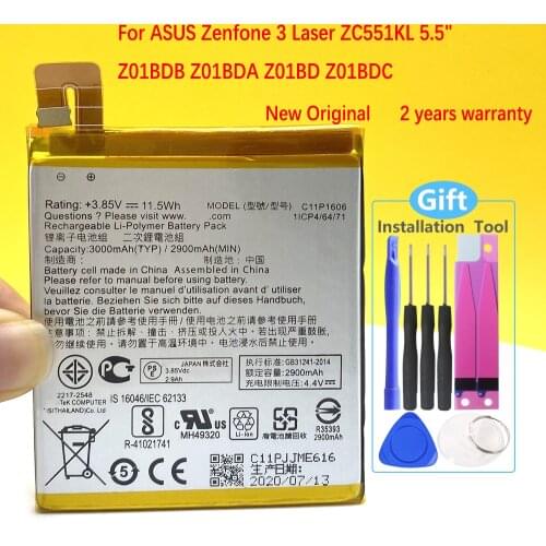 3000mAh C11P1606 Battery For Asus ZenFone 3 Laser ZC551FL Z01BDA/BDC Phone Latest Production High Quality Battery