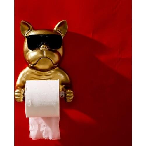 DECORATIVE ROLL PAPER HOLDER WALL HANGING TISSUE BOX KITCHEN BATHROOM ANIMAL RED COOL BULL DOG TOILET PAPER TISSUE CANISTER
