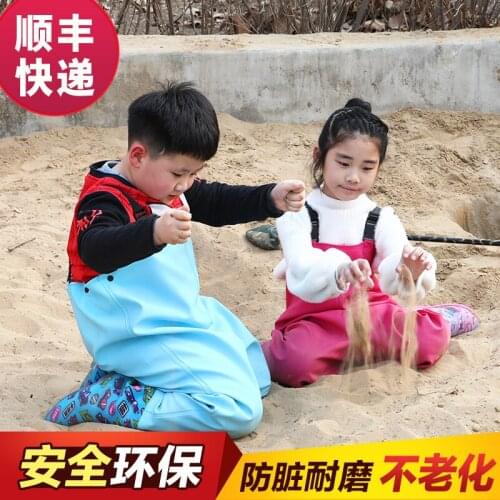 Childrens Siamese waterproof rain pants, water pants, kindergarten play sand clothes, fishing children, water fork rain boots