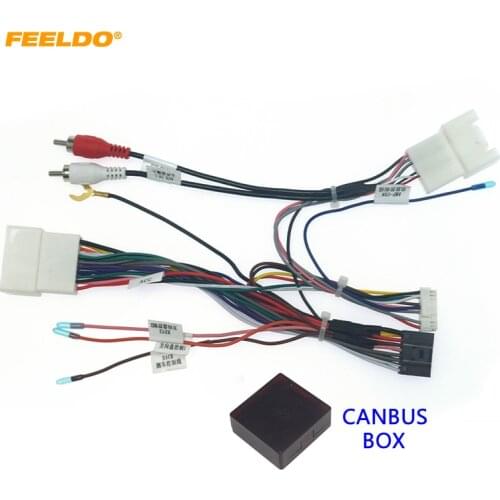 FEELDO Car 16pin Audio Wiring Harness With Canbus Box For Mitsubishi Outlander Pajero Stereo Installation Wire Adapter #HQ6574