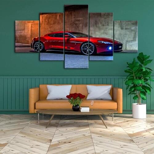Hd Prints Picture Wall Red Car Abstract Beautiful Artwork Modular 5pcs Painting Poster Canvas Living Room Home Decoration Framed