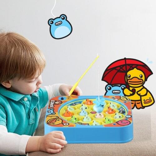 Magnetic Fishing Toys Electric Automatic Rotating Fishing Play Game Musical Catch Fish Plate Set Puzzle Funny Kids Children Gift