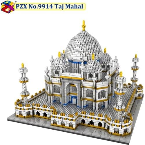 PZX Diamond World Famous Architecture Model Set Taj Mahal Micro Mini Blocks India Taj Mahal Building Blocks Set 3950Pcs Toys Gif