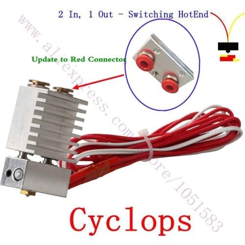The Cyclops 2 In 1 Out Switching Hotend Multi-color Hotend Set - Multi-extrusion Kit Bowden Extruder, 0.4mm, 1.75mm
