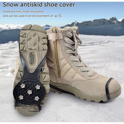 5-tooth Non-slip Snow Cleats Shoes Boots Cover Step Ice Spikes Grips Crampons For Hiking Helps Reduce the Risk Outdoor Crampon