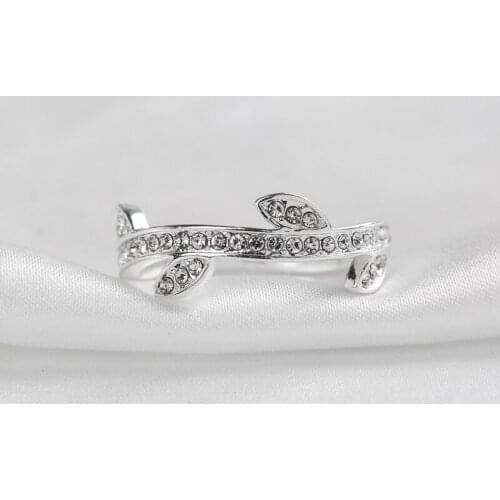 New best-selling jewelry simple leaves set zircon women ring European and American wind copper ring