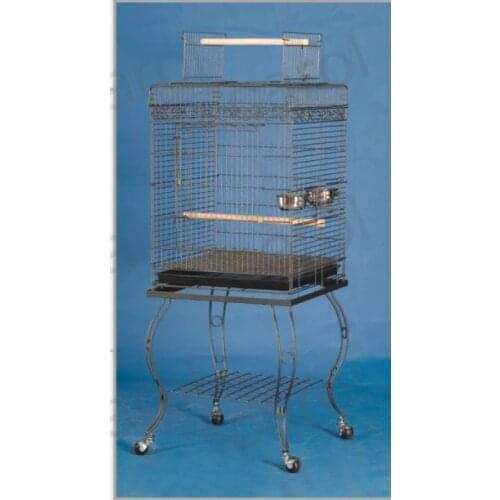 Metal Large Bird Parrot Cage Open Top With Stand Bird House 20x20x57'' Black Vein Color B12X