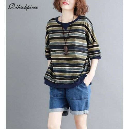 Женские полосатые футболки Rihschpiece China At AliExpress
