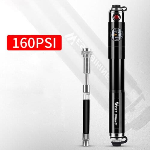 Handheld Bike Pump with Pressure Gauge 160PSI for Schrader/Presta Valve Portable Bicycle Tire Inflator MTB Cycling Accessories