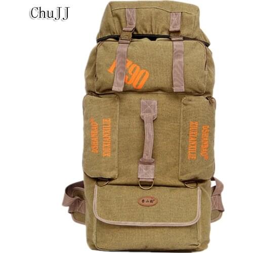 Chu JJ 85L Large Capacity Men Backpack Casual Canvas Unisex Backpack Women Mens Travel Bag