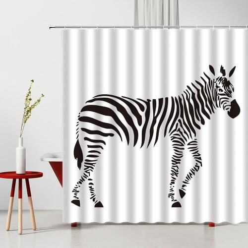 Animal Zebra Shower Curtains Zebras Pattern Bathroom Fabric Bath Curtain Waterproof Cloth Home Decoration Multiple Size