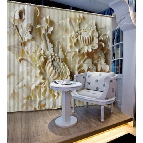 Flower curtains relief curtains Red rose Digital Print 3D Blackout Curtains For Living room